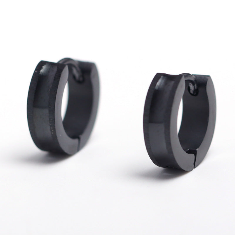 Brushed Huggies - black huggie earrings