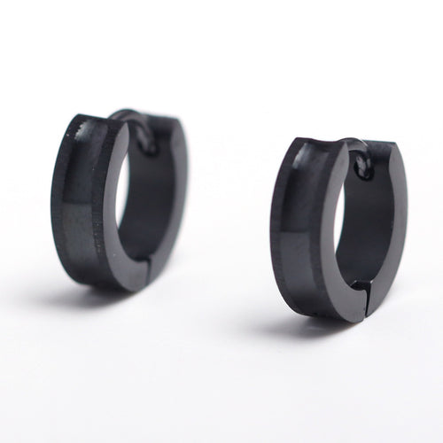 Brushed Huggies - black huggie earrings