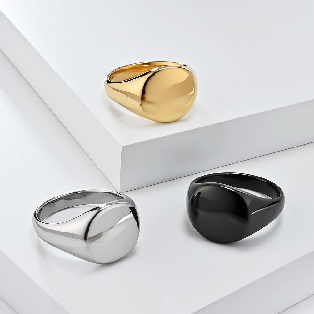 Plain Signet - gold, silver and black signet rings