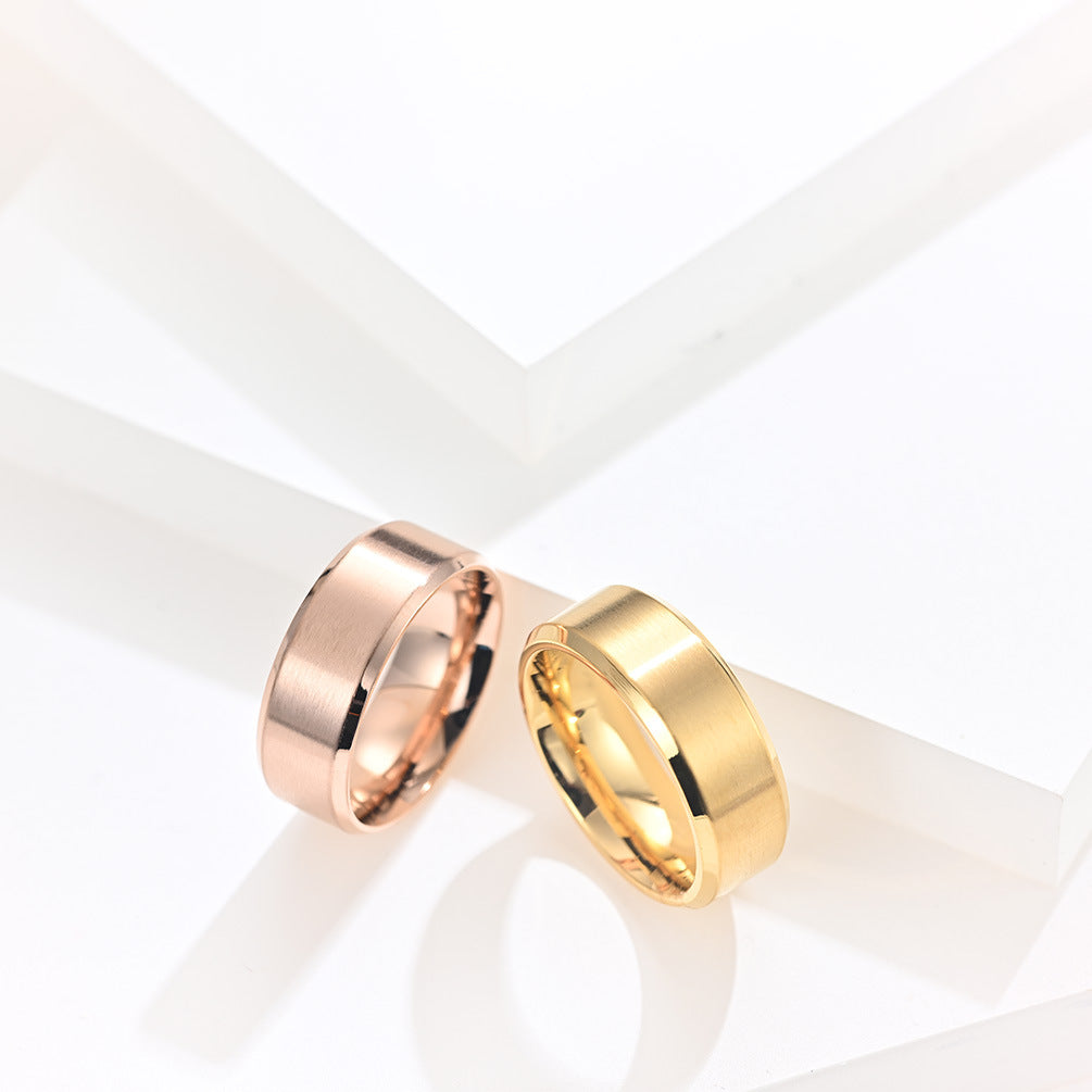 Brushed Band - rose gold and gold band rings