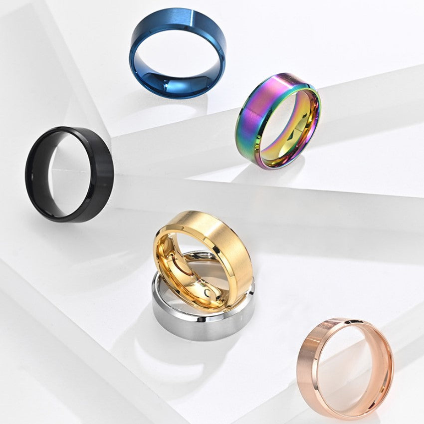 Brushed Band - band rings in assorted finishes