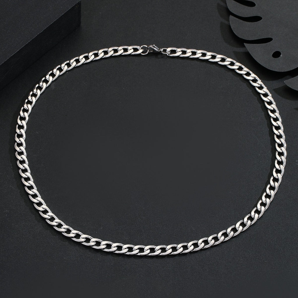 Fine Curb Chain - silver curb chain necklace, laid flat