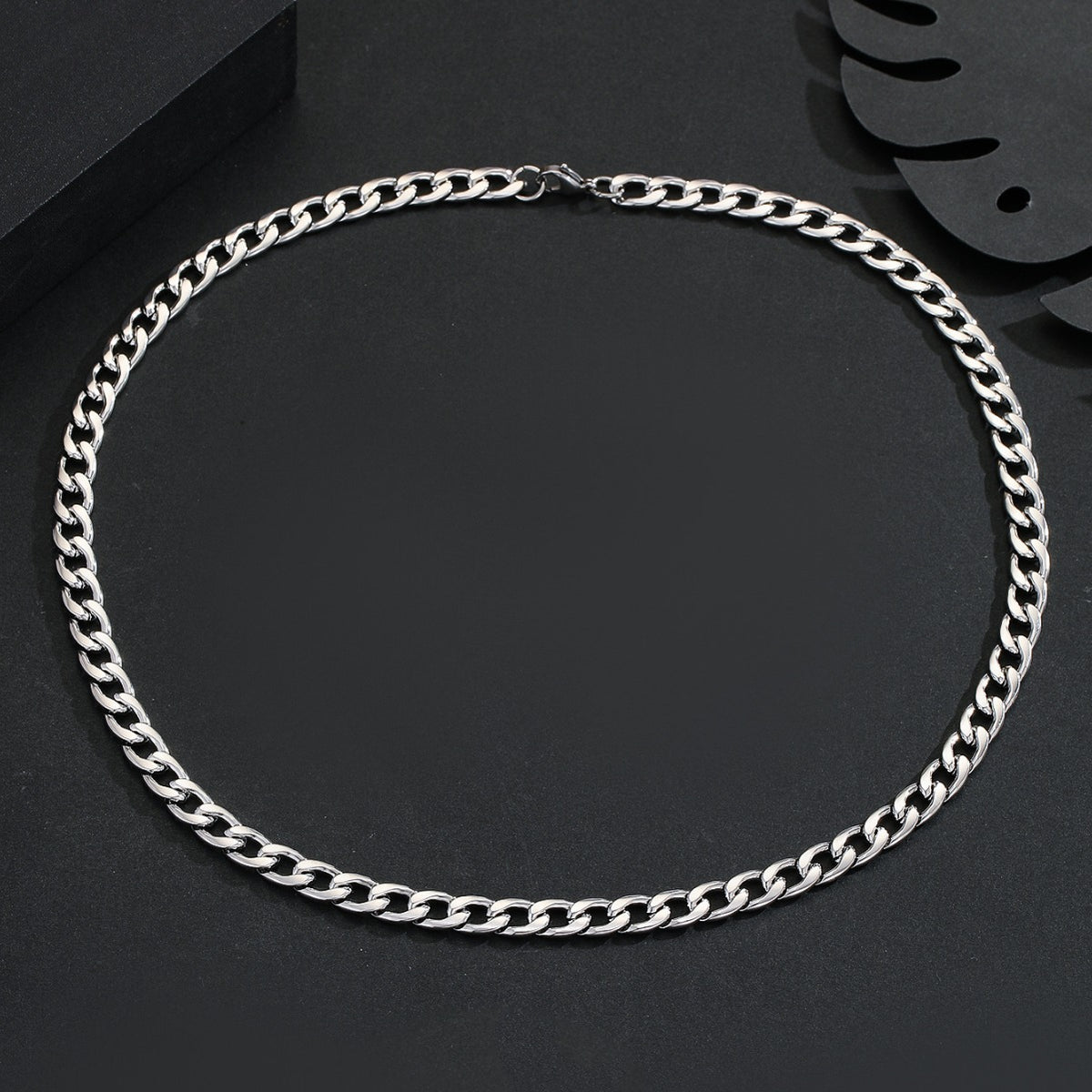Fine Curb Chain - silver curb chain necklace, laid flat