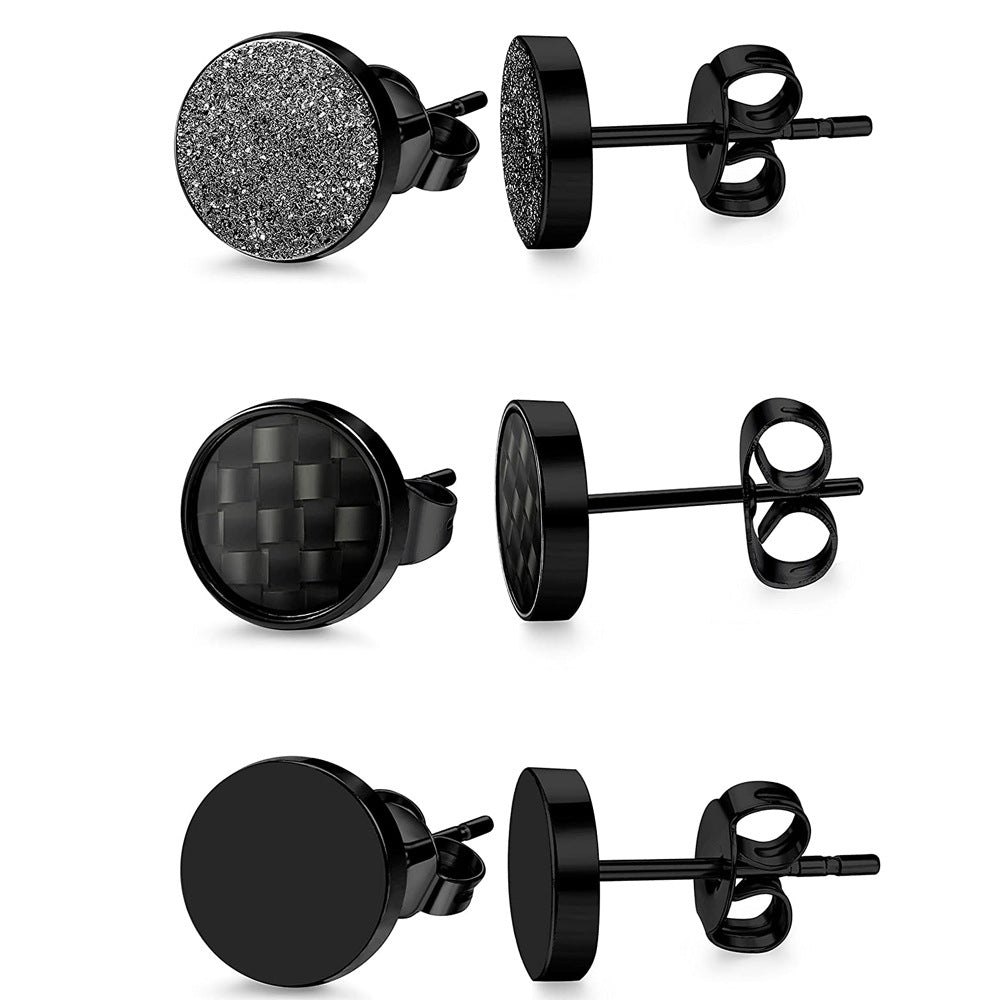 Carbon Black Studs - studs front and side view