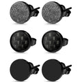 Carbon Black Studs - black stud earrings, three textures