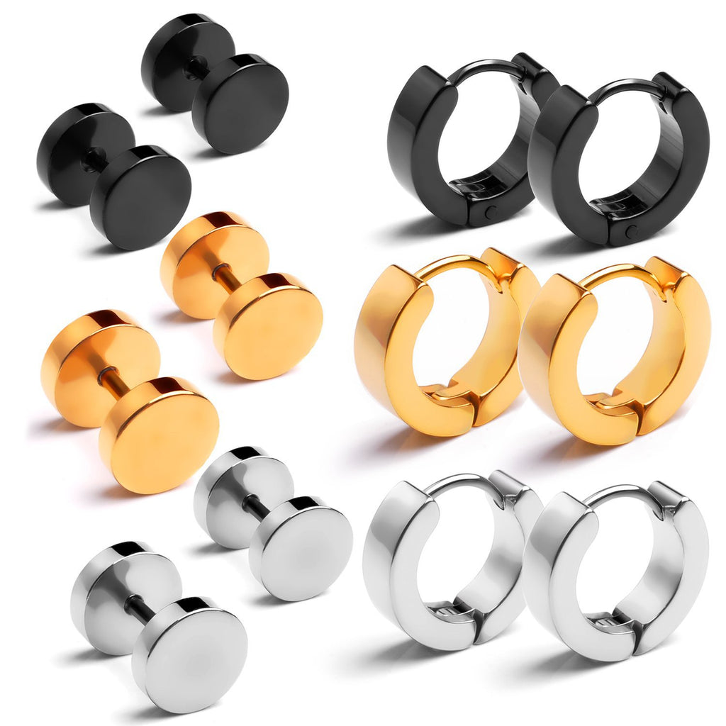 Dumbbell Studs - dumbbell studs and huggies in four finishes