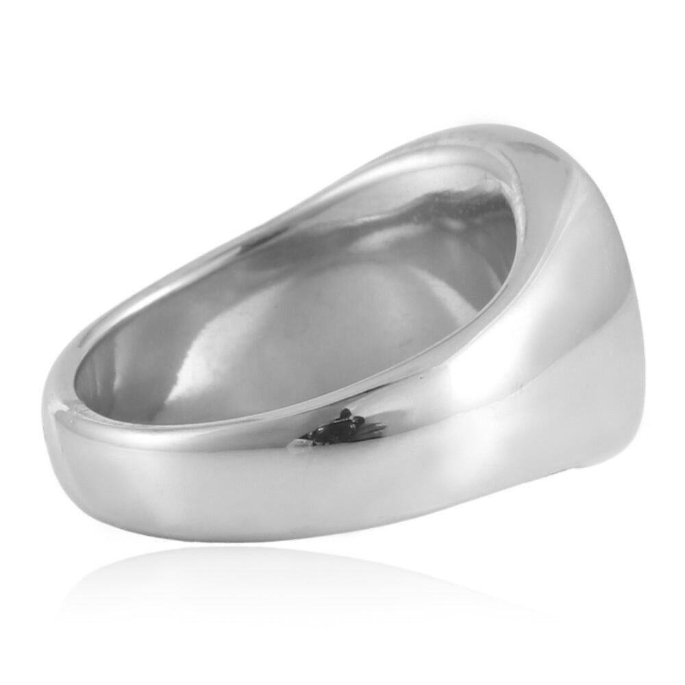 Broad Signet - silver signet ring, side view