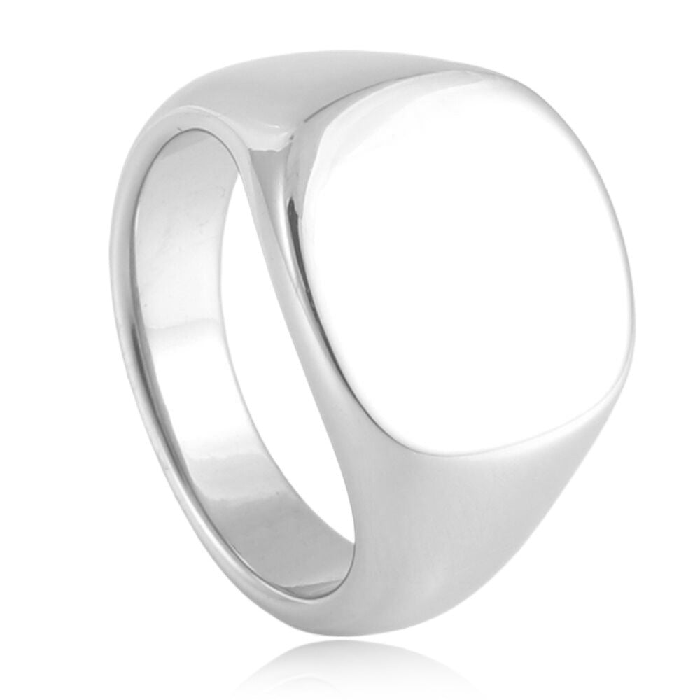 Broad Signet - silver signet ring, front view