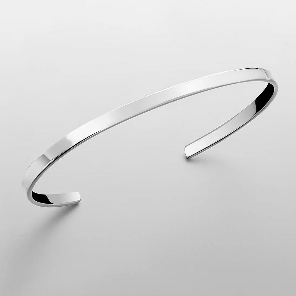 Gold Line Cuff - silver cuff, three-quarter view