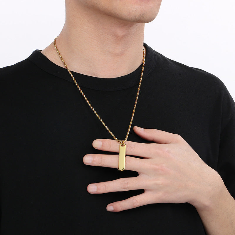 Bar Pendant Necklace - worn on model
