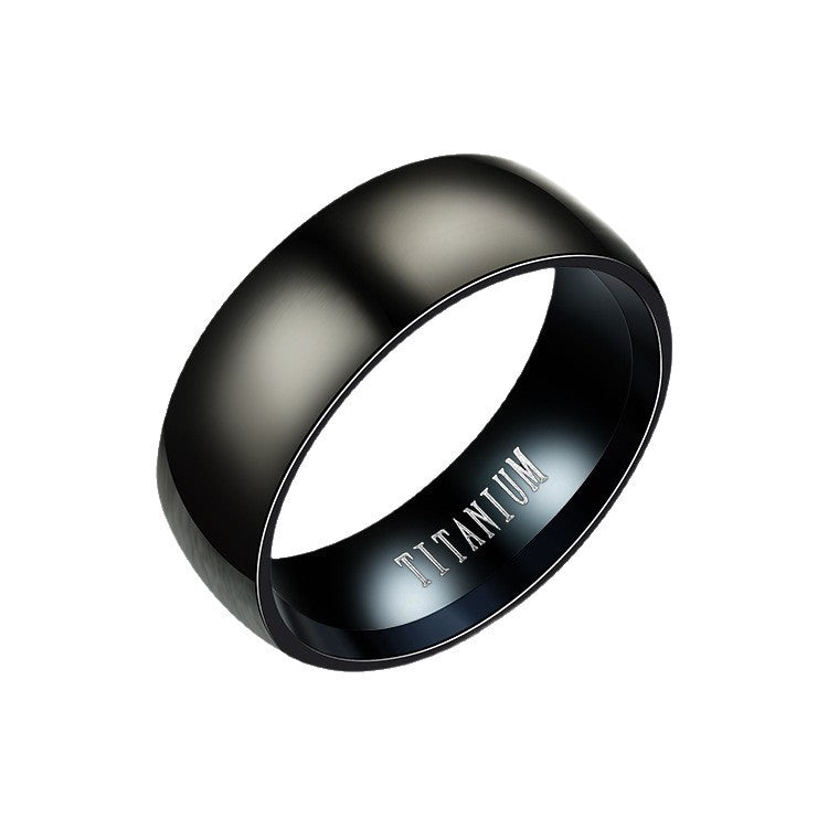 Matte Black Band - black band ring, tilted view