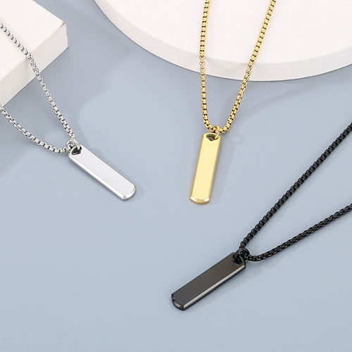 Bar Pendant Necklace - steel, gold and black bar pendants
