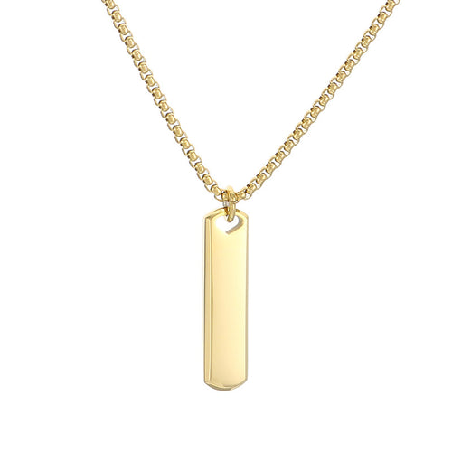 Bar Pendant Necklace - gold bar pendant on chain