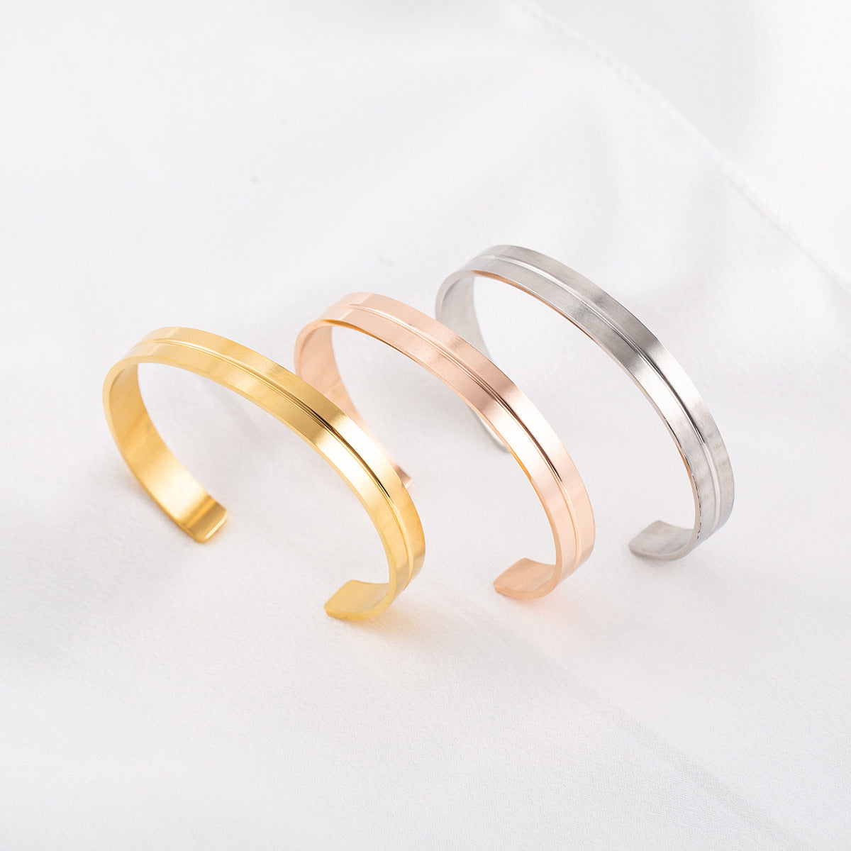 Groove Cuff - three finishes side by side