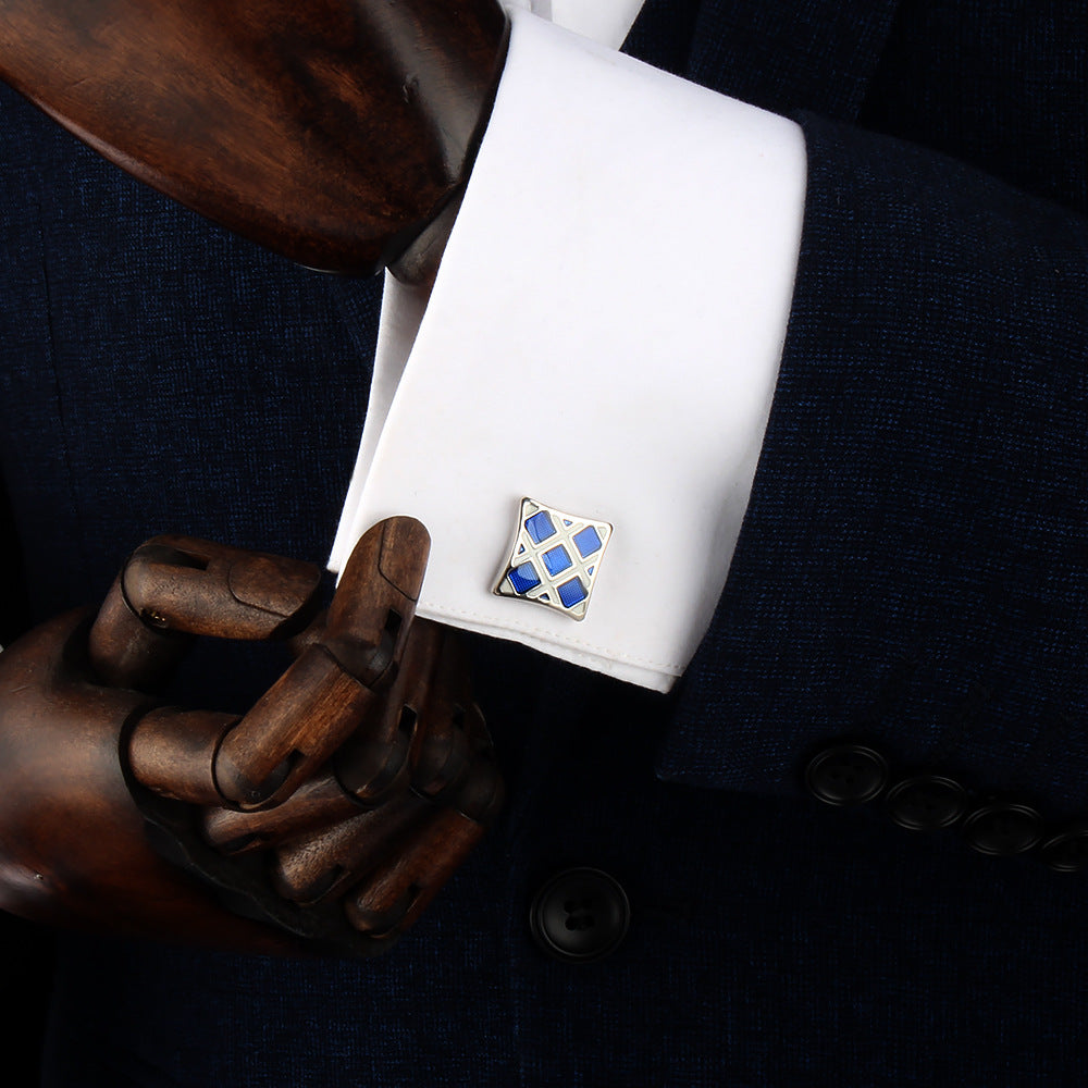 Blue Square Check Cufflinks