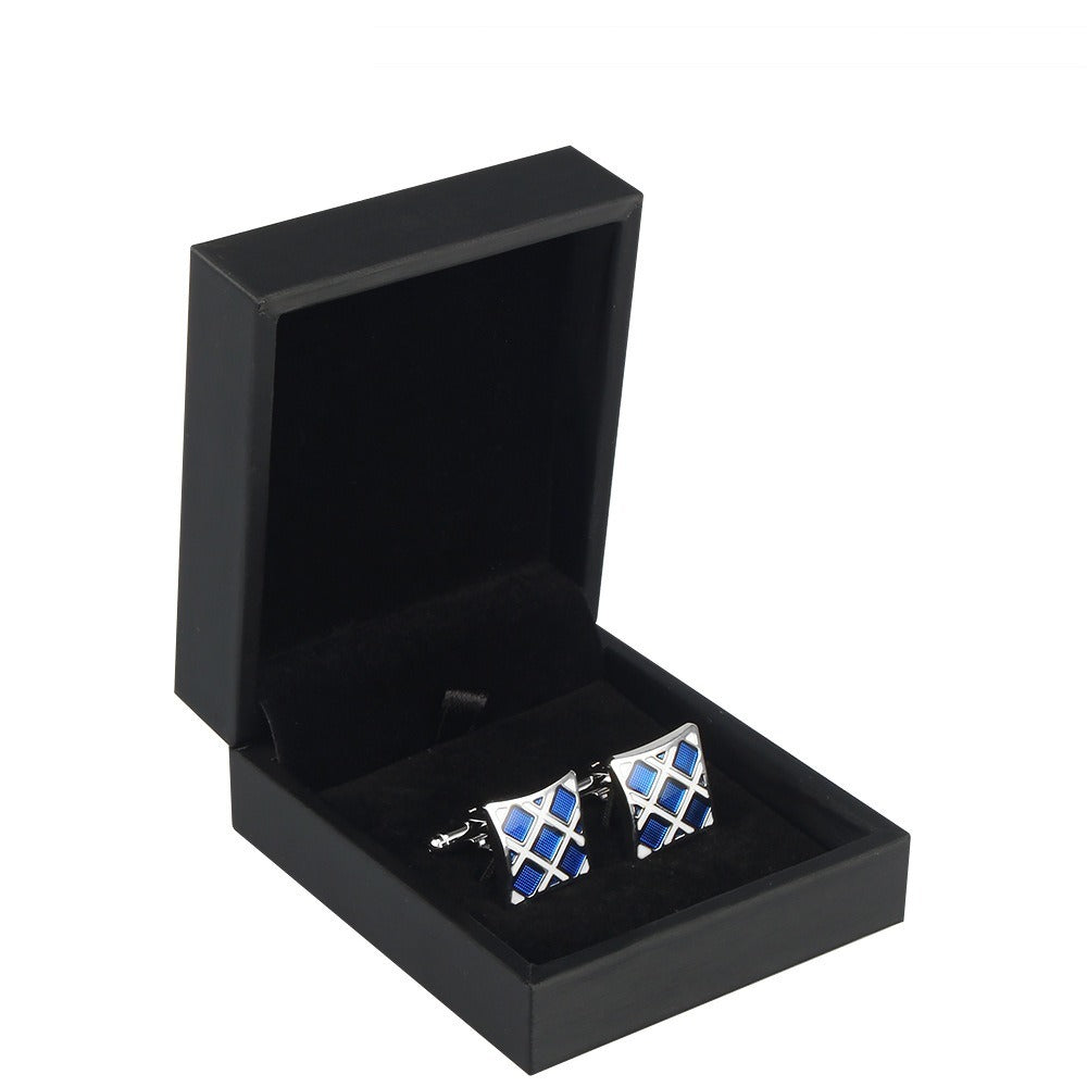 Blue Square Check Cufflinks