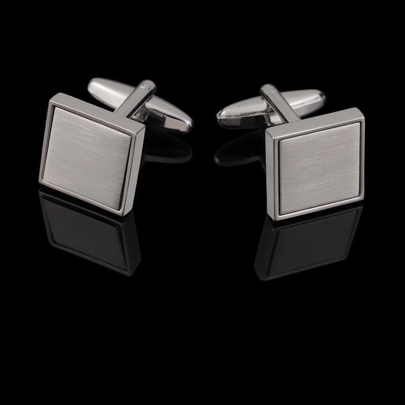 Brushed Steel-Tone Square Cufflinks