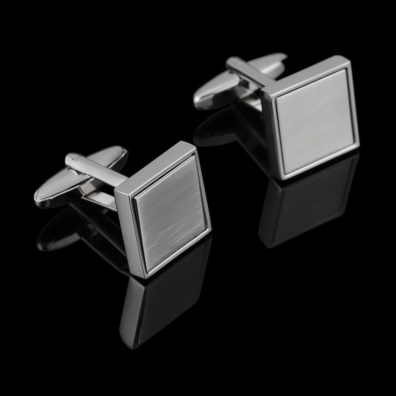 Brushed Steel-Tone Square Cufflinks