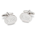 Polished Silvertone Oval Cufflinks, Engraved Initials