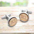 Bamboo Fiber and Walnut Wood Monogram Cufflinks - bamboo fibre and walnut cufflinks with sample monogram