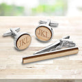 Bamboo Fiber Cufflinks and Tie Clip Gift Set - bamboo cufflinks and matching tie clip set
