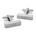 Rectangular Bar Cufflinks with Three-Initial Engraving - rectangular bar cufflinks with sample engraving