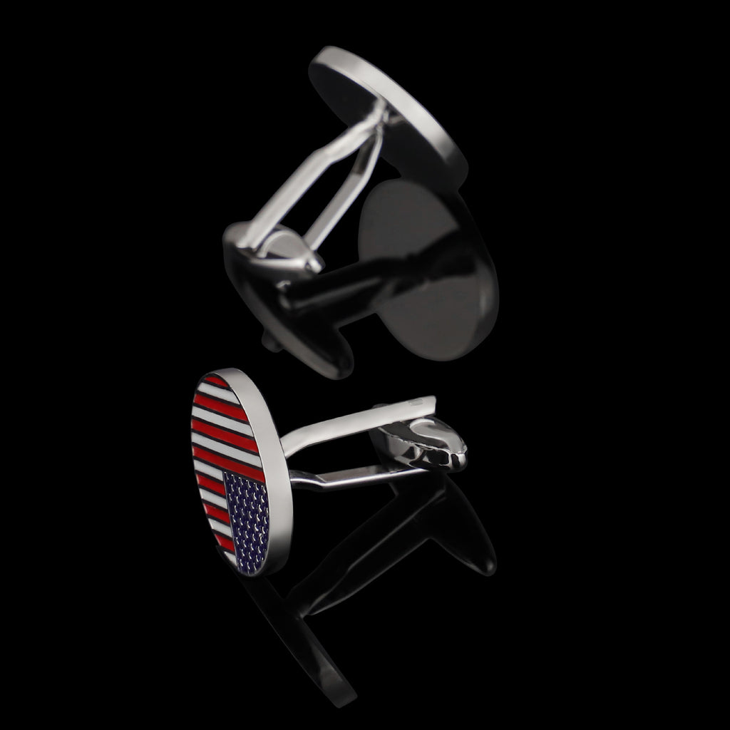 Round American Flag Cufflinks